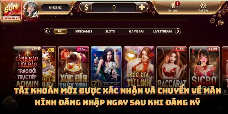 Tài khoản mới được xác nhận và chuyển về màn hình đăng nhập ngay sau khi đăng ký